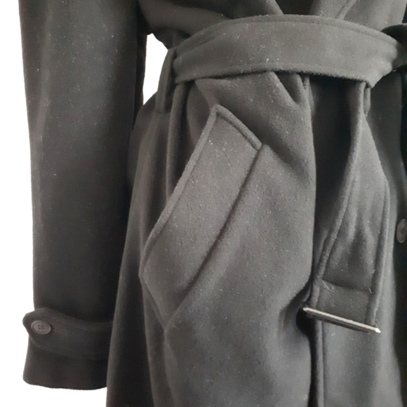 Double-breasted Belted Wool Trench Coat - Picture 8 of 14